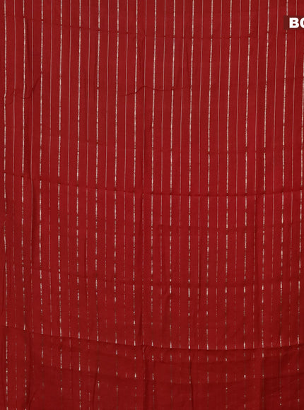 Semi chanderi saree red and grey with allover zari woven stripes pattern and zari woven & gotapatti lace work border