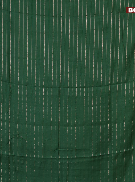 Semi chanderi saree green and red with allover zari woven stripes pattern and zari woven & gotapatti lace work border