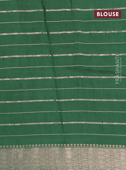 Semi chanderi saree green and red with allover zari woven stripes pattern and zari woven & gotapatti lace work border