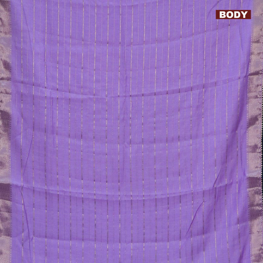 Semi chanderi saree lavender shade and peacock blue with allover zari woven stripes pattern and zari woven & gotapatti lace work border