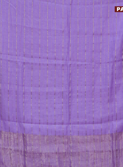 Semi chanderi saree lavender shade and peacock blue with allover zari woven stripes pattern and zari woven & gotapatti lace work border