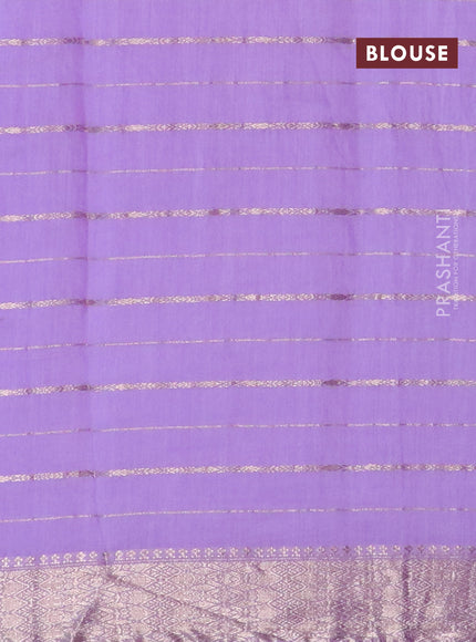 Semi chanderi saree lavender shade and peacock blue with allover zari woven stripes pattern and zari woven & gotapatti lace work border