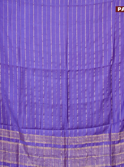 Semi chanderi saree blue with allover zari woven stripes pattern and zari woven & gotapatti lace work border