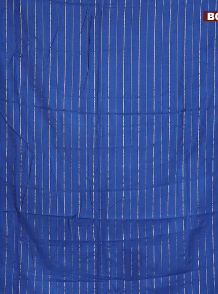 Semi chanderi saree blue and pink with allover zari woven stripes pattern and zari woven & gotapatti lace work border