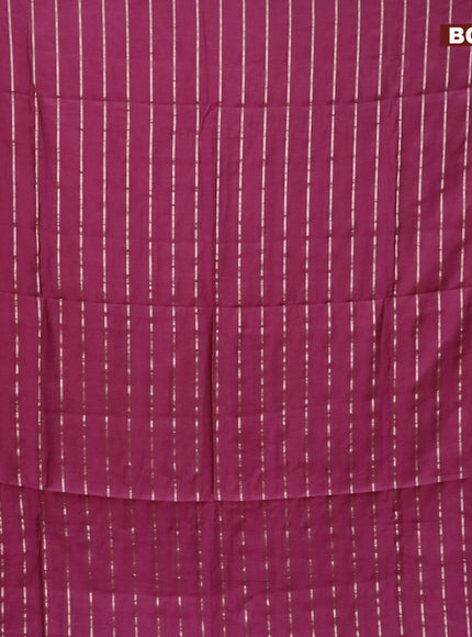 Semi chanderi saree magenta pink and green with allover zari woven stripes pattern and zari woven & gotapatti lace work border