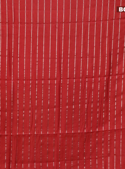 Semi chanderi saree red and black with allover zari woven stripes pattern and zari woven & gotapatti lace work border