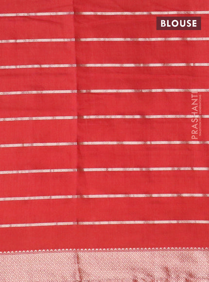 Semi chanderi saree red and black with allover zari woven stripes pattern and zari woven & gotapatti lace work border