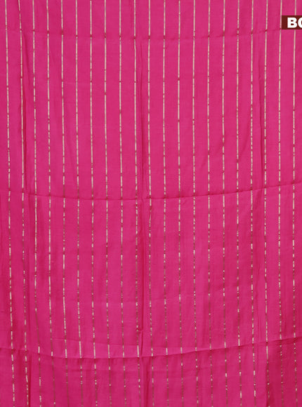 Semi chanderi saree pink and blue with allover zari woven stripes pattern and zari woven & gotapatti lace work border