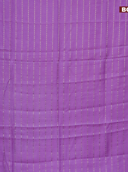 Semi chanderi saree lavender and grey with allover zari woven stripes pattern and zari woven & gotapatti lace work border