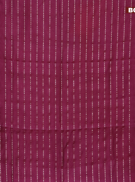 Semi chanderi saree maroon and green with allover zari woven stripes pattern and zari woven & gotapatti lace work border