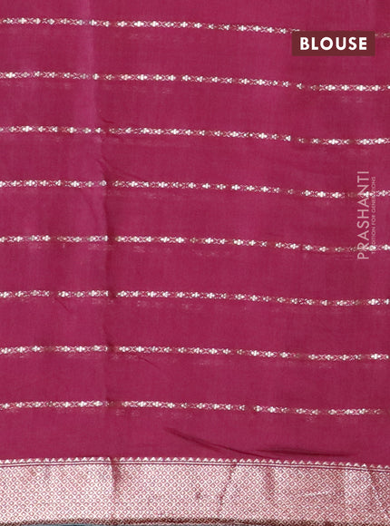 Semi chanderi saree maroon and green with allover zari woven stripes pattern and zari woven & gotapatti lace work border