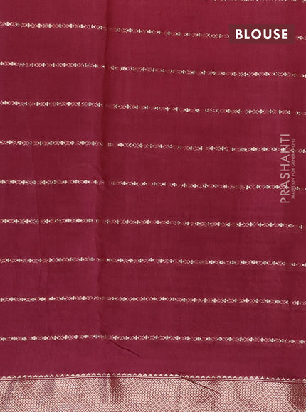 Semi chanderi saree maroon and pastel green with allover zari woven stripes pattern and zari woven & gotapatti lace work border