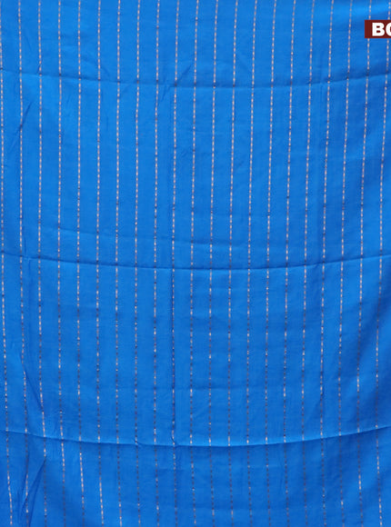 Semi chanderi saree cs blue and pink with allover zari woven stripes pattern and zari woven & gotapatti lace work border