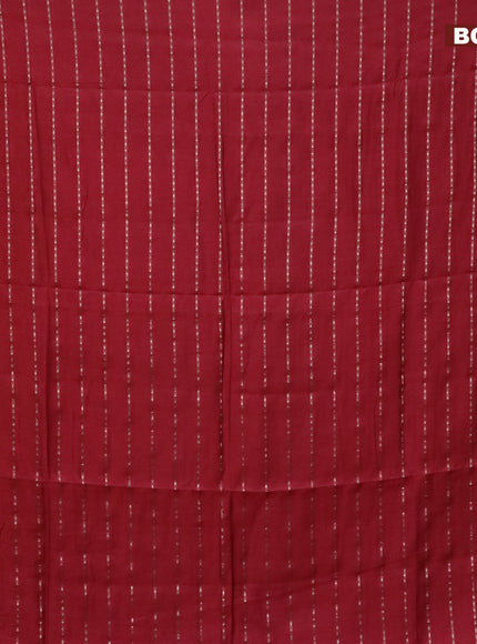 Semi chanderi saree red and black with allover zari woven stripes pattern and zari woven & gotapatti lace work border