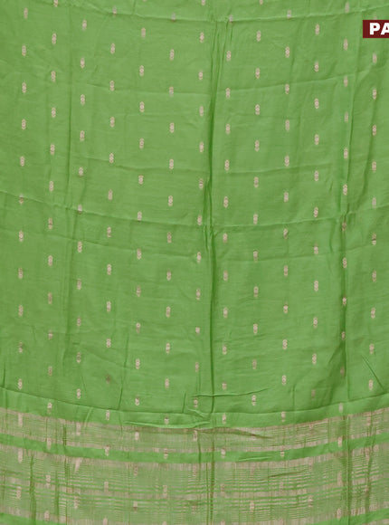 Semi chanderi saree light green and maroon with zari woven buttas and zari woven & gotapatti lace work border