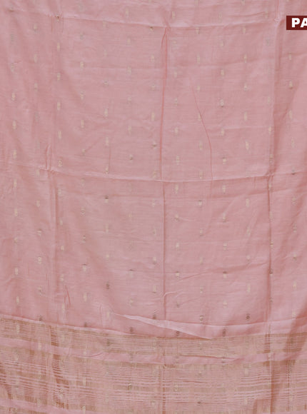 Semi chanderi saree peach shade and lavender shade with zari woven buttas and zari woven & gotapatti lace work border