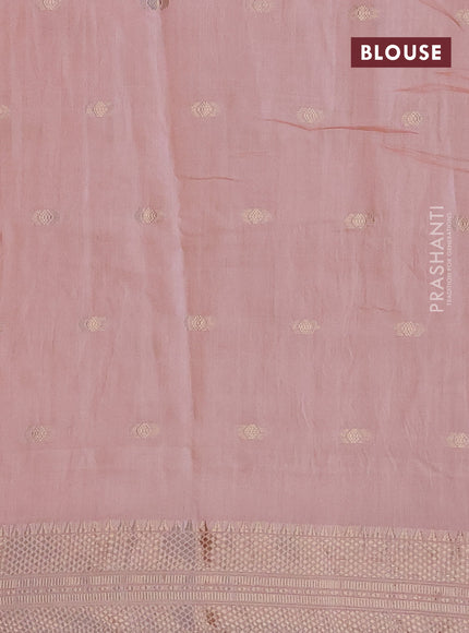 Semi chanderi saree peach shade and lavender shade with zari woven buttas and zari woven & gotapatti lace work border