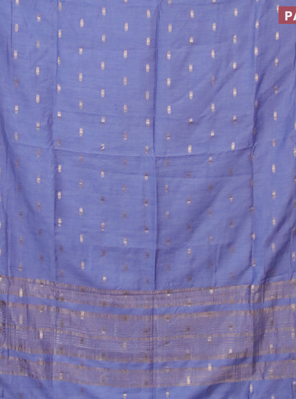 Semi chanderi saree blue shade and pink with zari woven buttas and zari woven & gotapatti lace work border