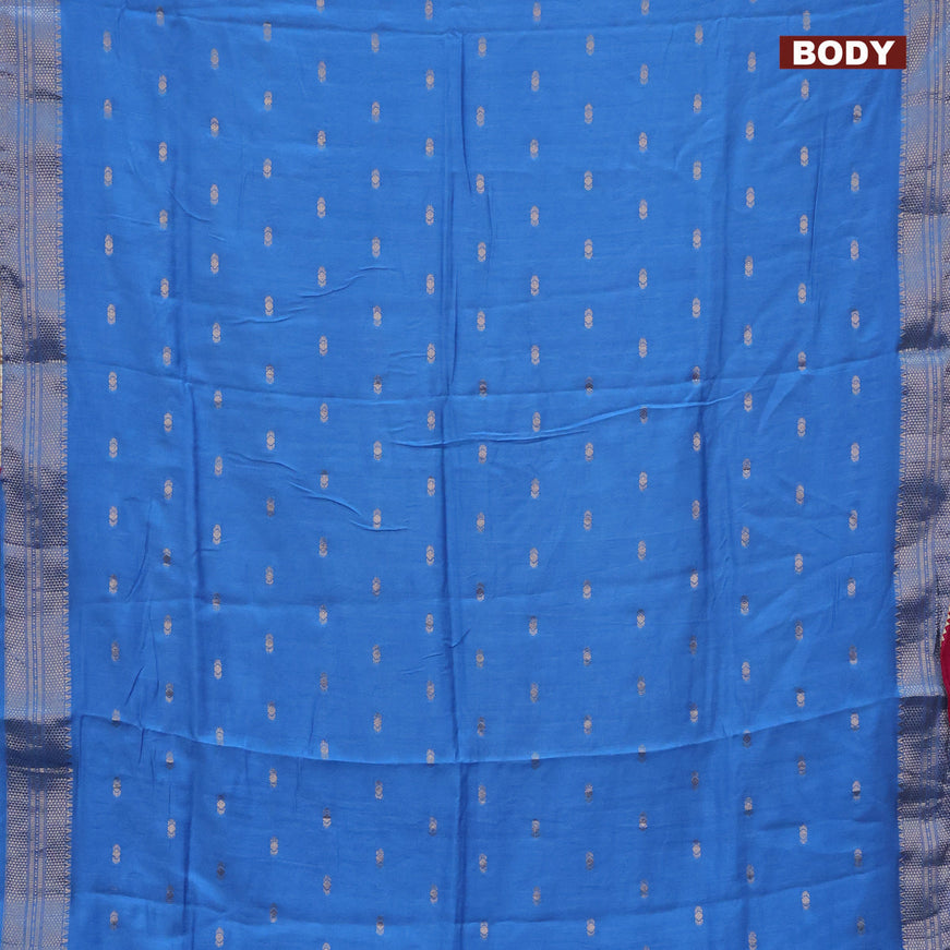 Semi chanderi saree light blue and pink with zari woven buttas and zari woven & gotapatti lace work border