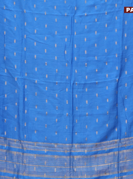 Semi chanderi saree light blue and pink with zari woven buttas and zari woven & gotapatti lace work border