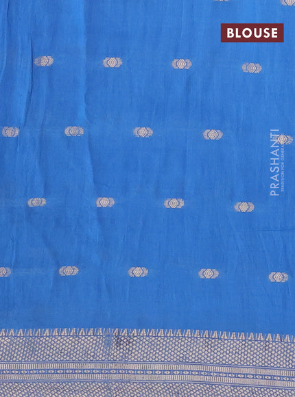 Semi chanderi saree light blue and pink with zari woven buttas and zari woven & gotapatti lace work border