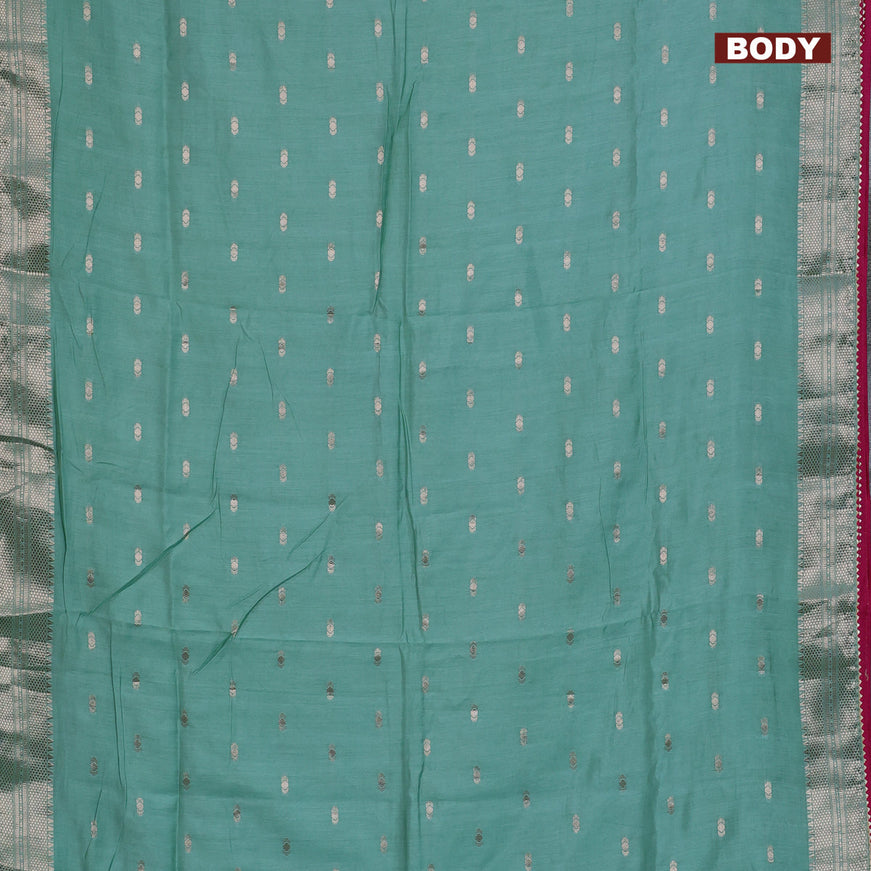 Semi chanderi saree pastel green and pink with zari woven buttas and zari woven & gotapatti lace work border