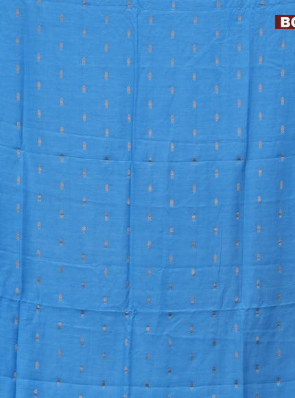 Semi chanderi saree light blue and pink with zari woven buttas and zari woven & gotapatti lace work border