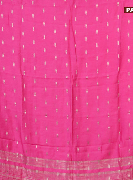 Semi chanderi saree pink and dark blue with zari woven buttas and zari woven & gotapatti lace work border