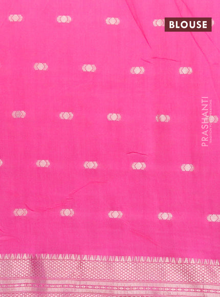 Semi chanderi saree pink and dark blue with zari woven buttas and zari woven & gotapatti lace work border