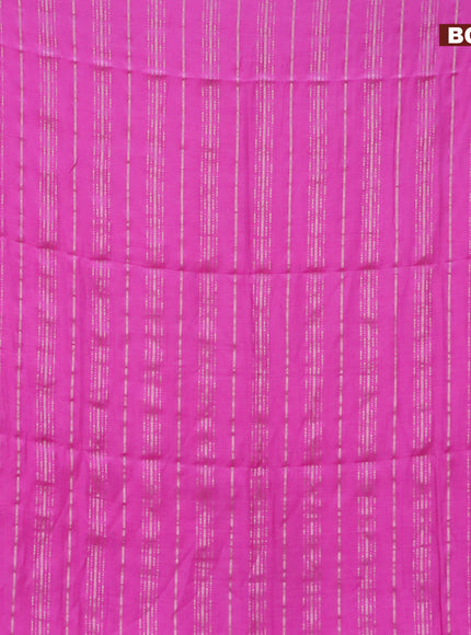 Semi chanderi saree pink and pastel green with allover stripes pattern and zari woven & gotapatti lace work border