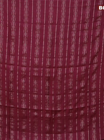 Semi chanderi saree maroon and green with allover stripes pattern and zari woven & gotapatti lace work border