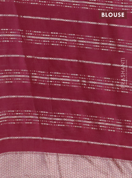 Semi chanderi saree maroon and green with allover stripes pattern and zari woven & gotapatti lace work border