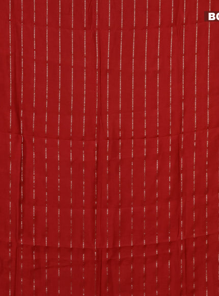 Semi chanderi saree red and black with allover stripes pattern and zari woven & gotapatti lace work border