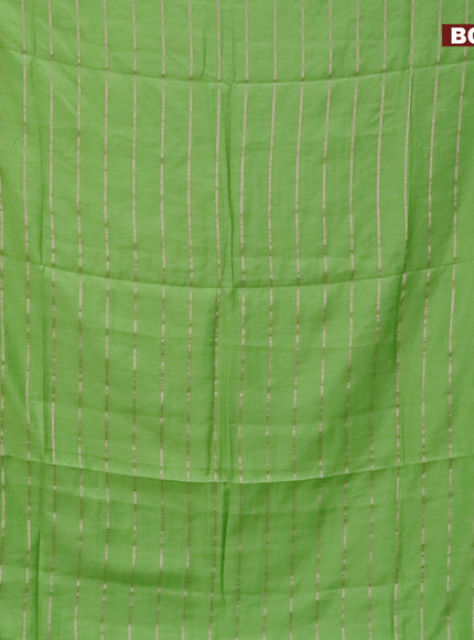 Semi chanderi saree light green and red with allover stripes pattern and zari woven & gotapatti lace work border