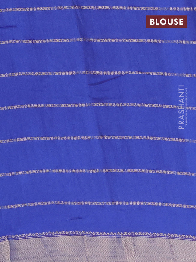 Semi chanderi saree blue and yellow with allover stripes pattern and zari woven & gotapatti lace work border