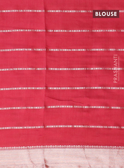 Semi chanderi saree red and black with allover stripes pattern and zari woven & gotapatti lace work border