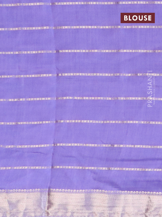 Semi chanderi saree lavender and baby pink with allover stripes pattern and zari woven & gotapatti lace work border