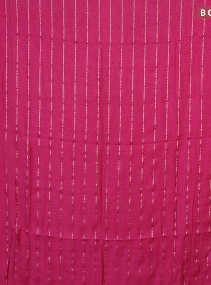 Semi chanderi saree pink and dark blue with allover stripes pattern and zari woven & gotapatti lace work border