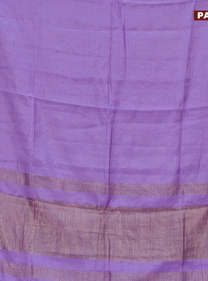 Semi chanderi saree lavender shade and red with allover zari weaves and zari woven & gotapatti lace work border