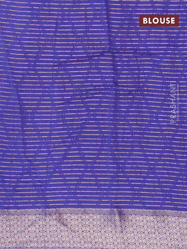 Semi chanderi saree blue and lavender shade with allover zari weaves and zari woven & gotapatti lace work border