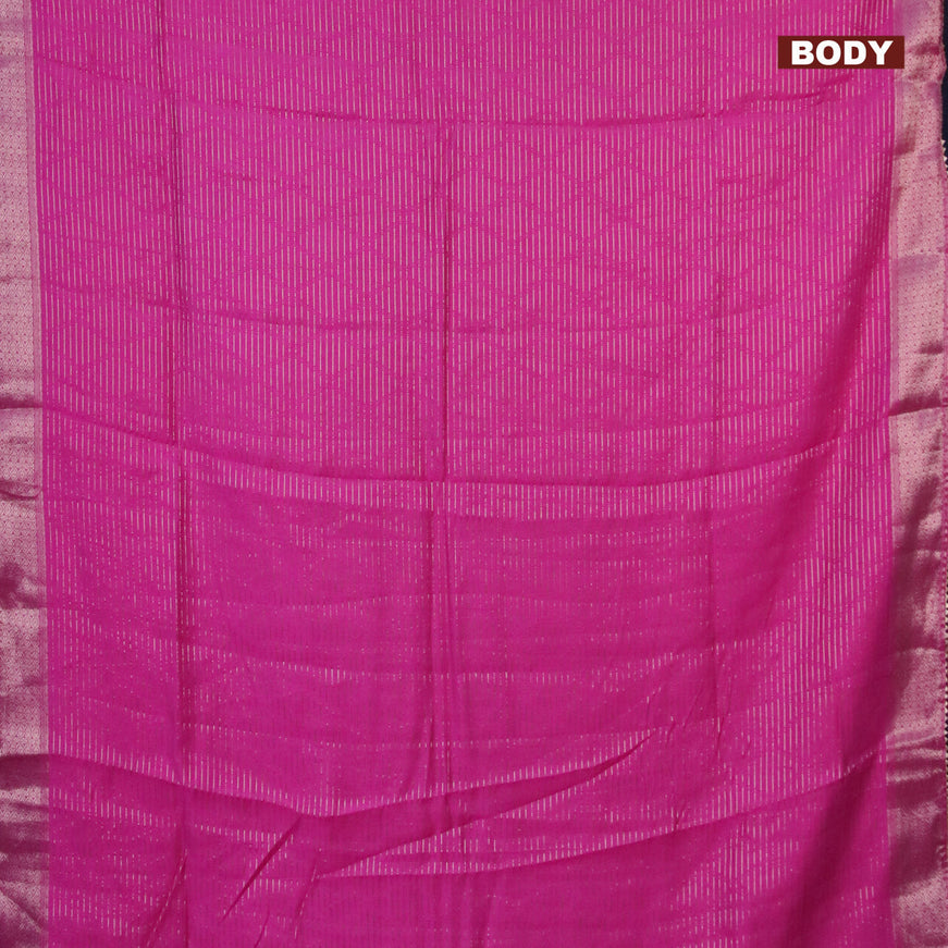 Semi chanderi saree pink and peacock blue with allover zari weaves and zari woven & gotapatti lace work border