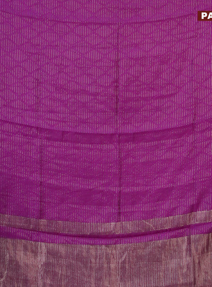 Semi chanderi saree purple and teal green with allover zari weaves and zari woven & gotapatti lace work border