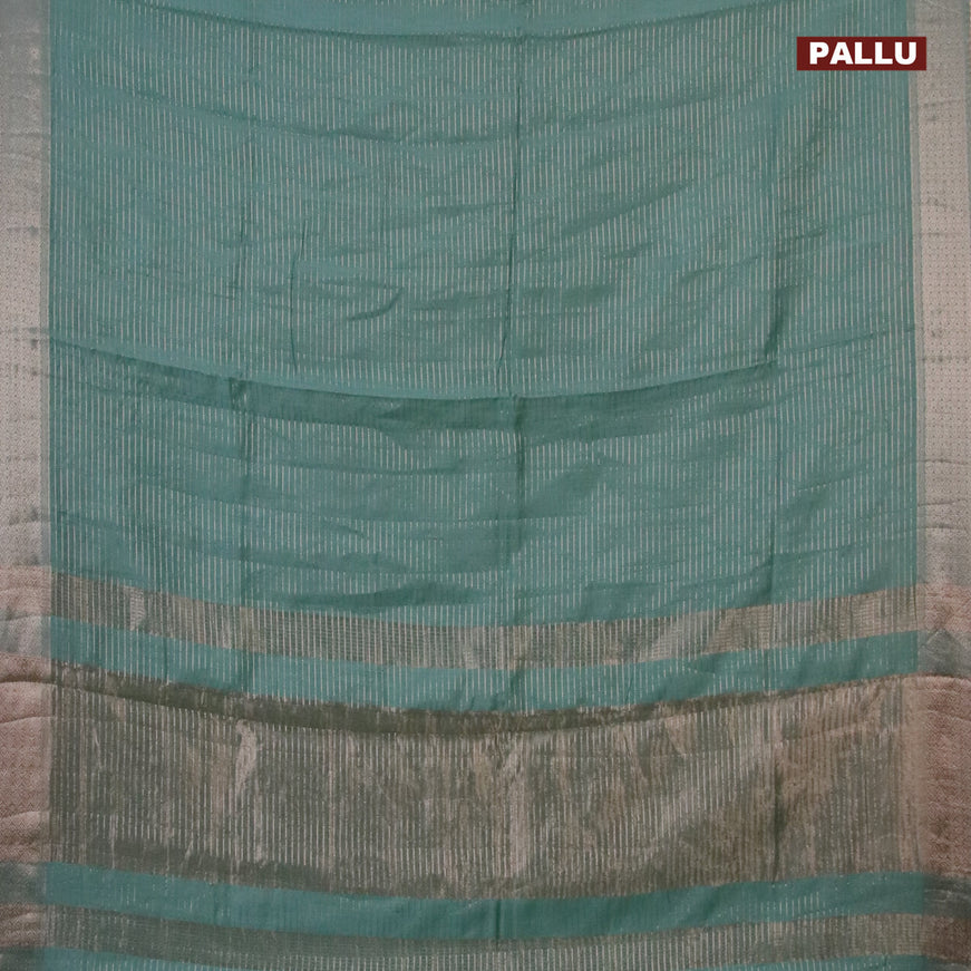 Semi chanderi saree pastel green and lavender shade with allover zari weaves and zari woven & gotapatti lace work border