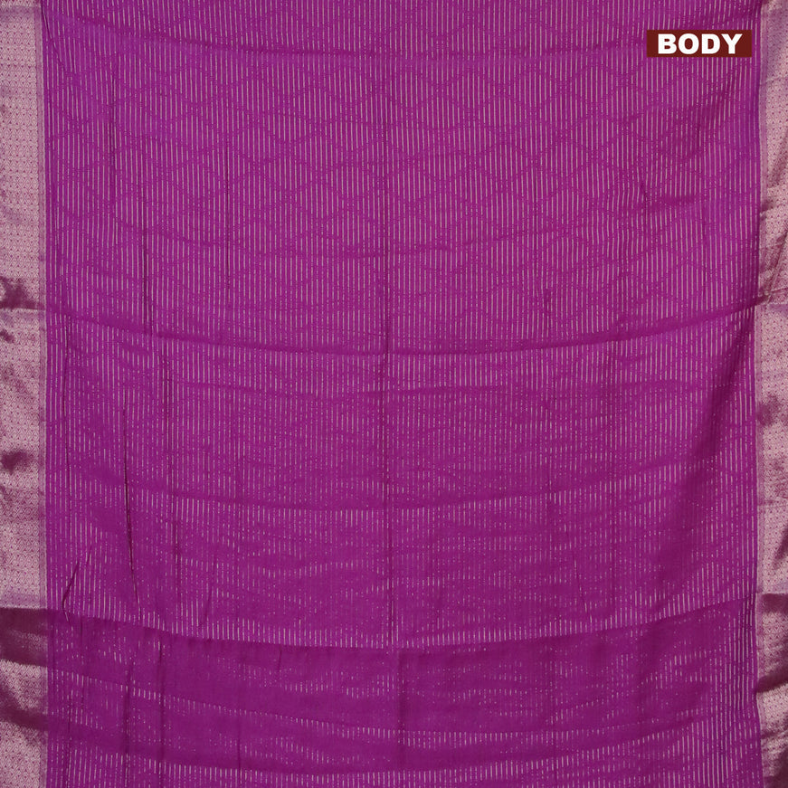 Semi chanderi saree purple and peacock blue with allover zari weaves and zari woven & gotapatti lace work border