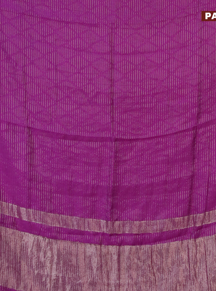 Semi chanderi saree purple and peacock blue with allover zari weaves and zari woven & gotapatti lace work border