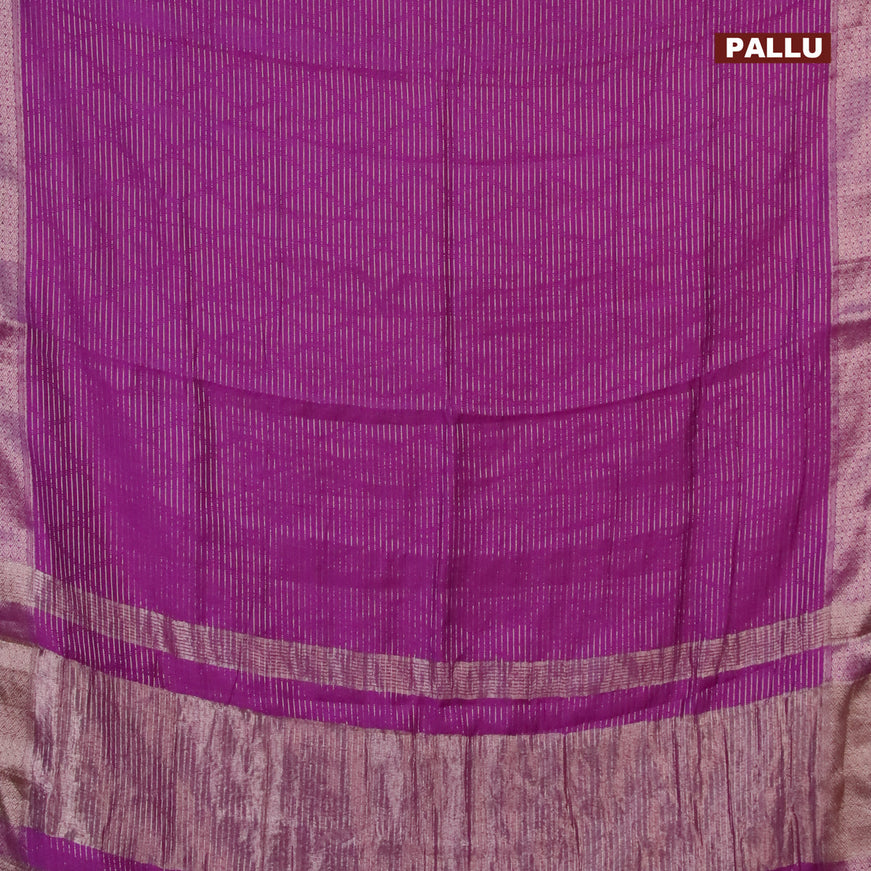 Semi chanderi saree purple and peacock blue with allover zari weaves and zari woven & gotapatti lace work border