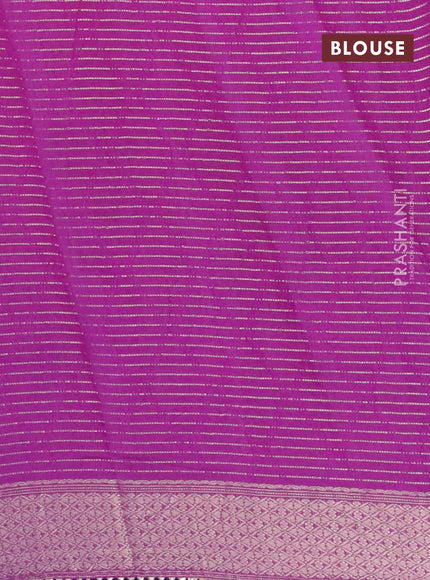 Semi chanderi saree purple and peacock blue with allover zari weaves and zari woven & gotapatti lace work border