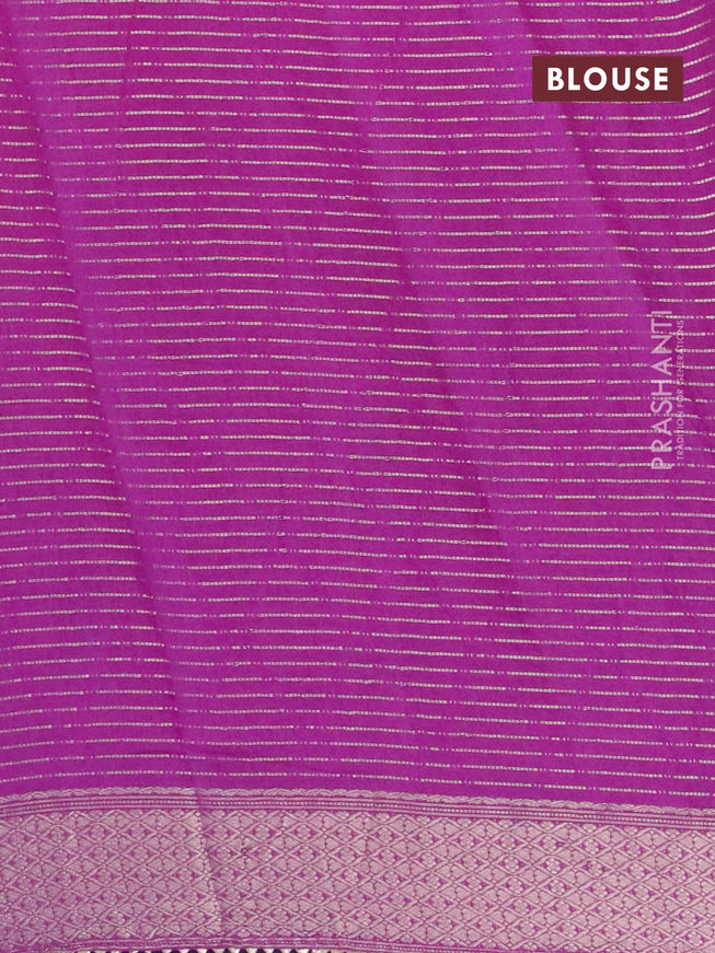 Semi chanderi saree purple and peacock blue with allover zari weaves and zari woven & gotapatti lace work border