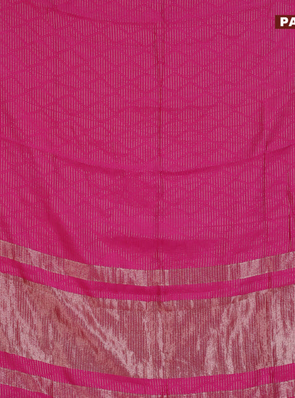 Semi chanderi saree pink and black with allover zari weaves and zari woven & gotapatti lace work border