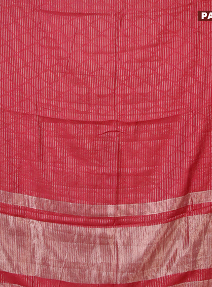 Semi chanderi saree red and black with allover zari weaves and zari woven & gotapatti lace work border